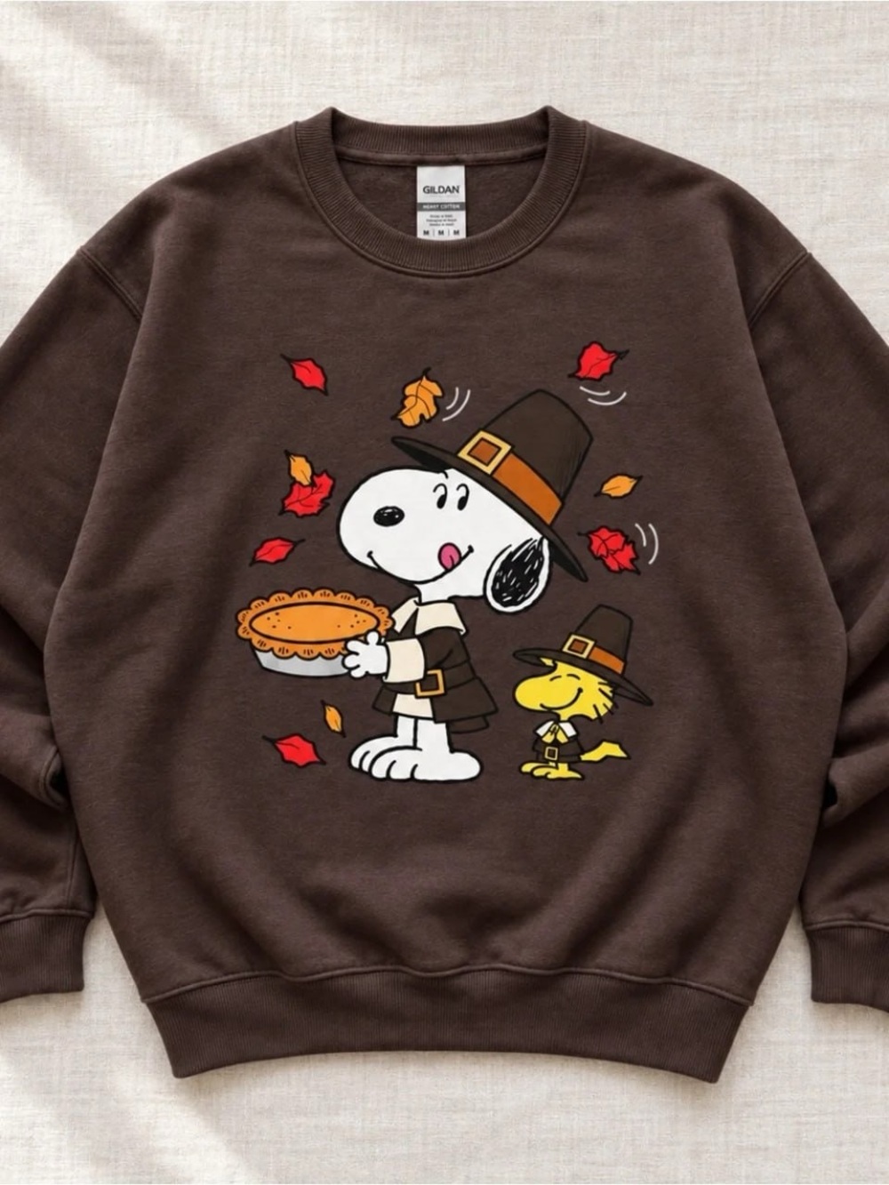 Brown Snoopy & Woodstock Thanksgiving Graphic Tee - Short Sleeve